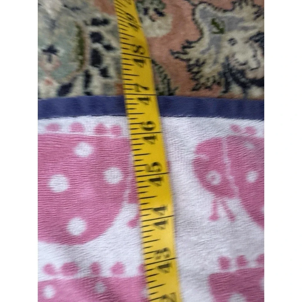 VTG Pottery Barn Kids Ladybug Beach Towel Pink Navy Blue Trim 2017